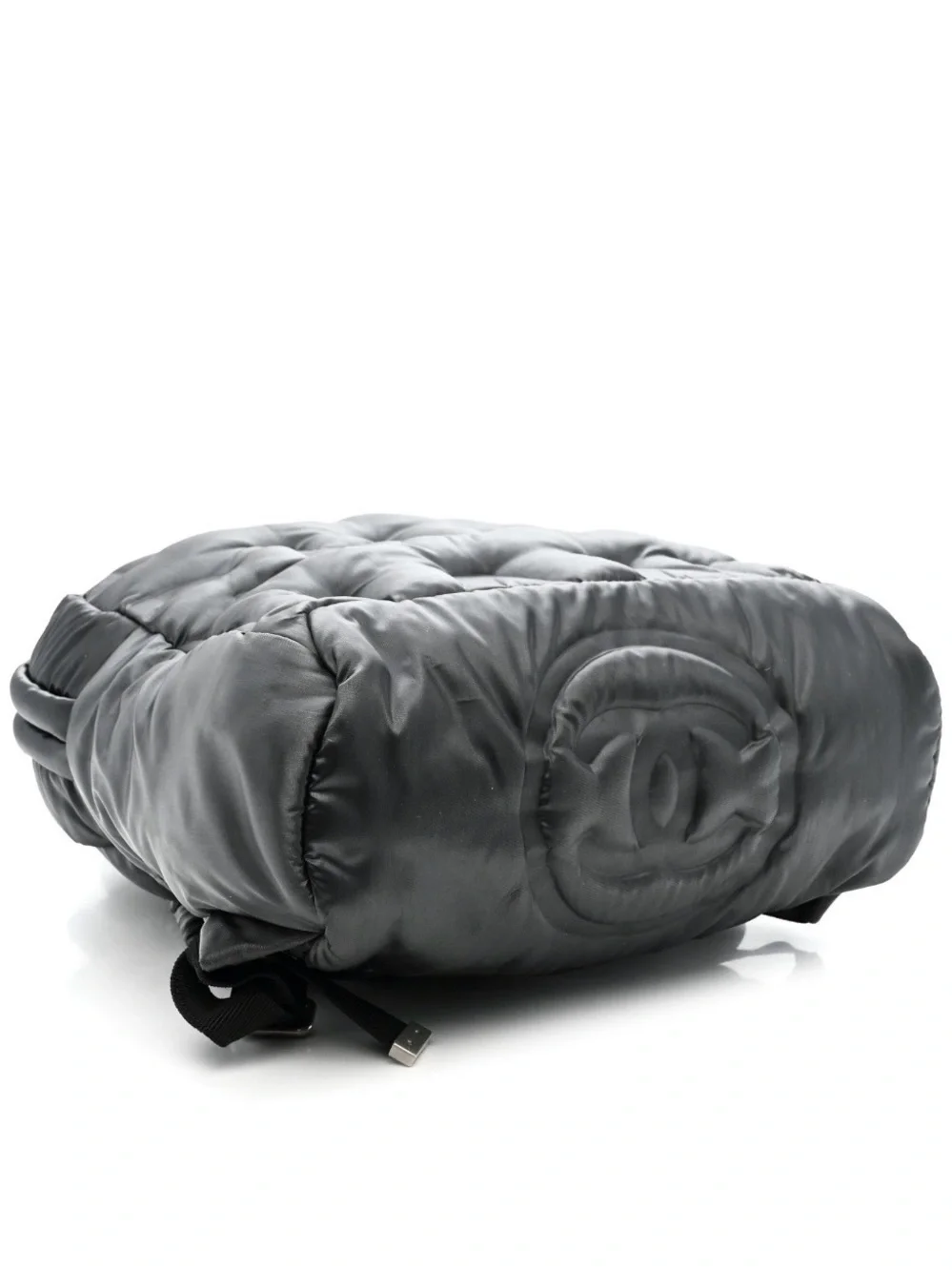 Chanel grey Black Quilted Logo Backpack